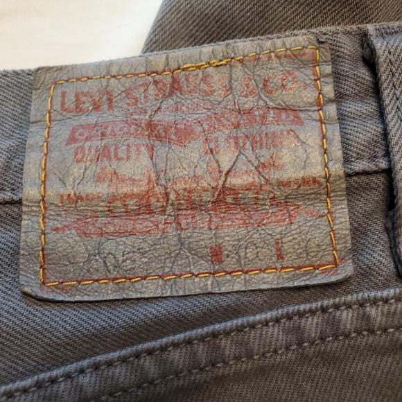 Levi's 505 Gray Jeans Denim Red Tab Regular Fit Straight Leg 40x30 Gray Patch - Picture 6 of 8